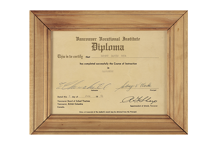 Robert Bosa's Carpentry Diploma